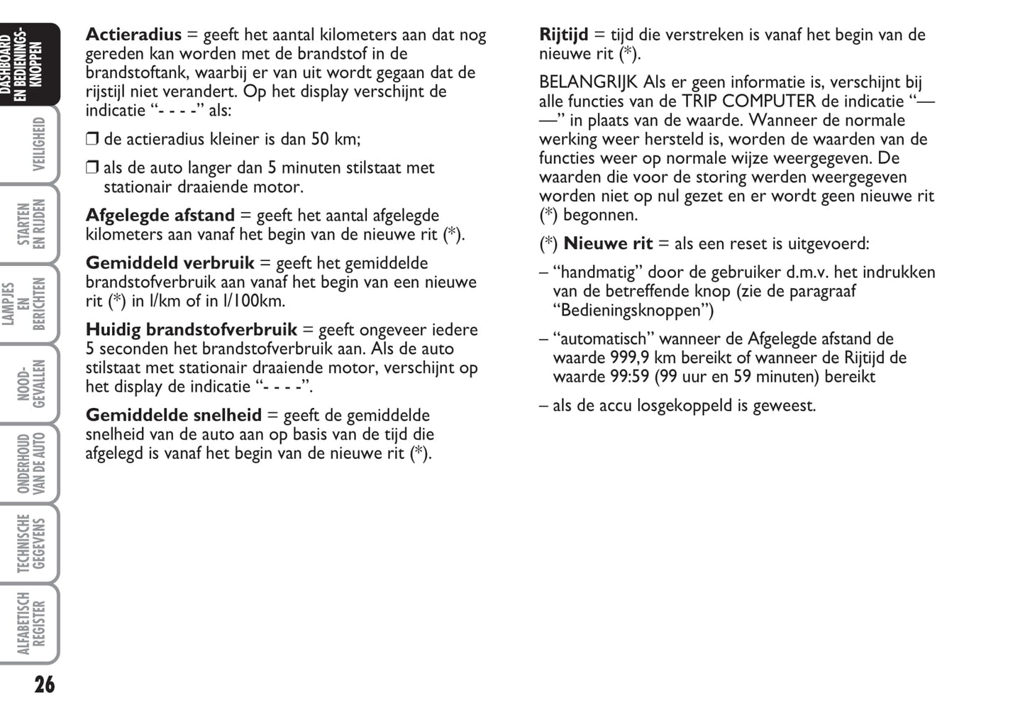 2003-2004 Fiat Punto Owner's Manual | Dutch