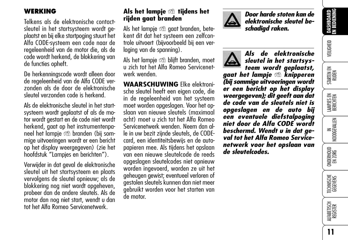 2005-2011 Alfa Romeo 159/159 Sportwagon Owner's Manual | Dutch