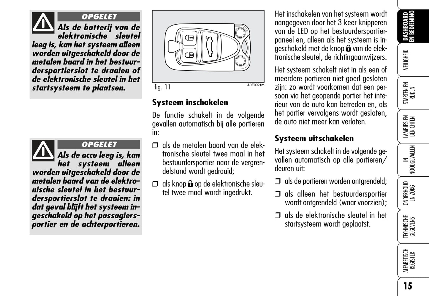 2005-2011 Alfa Romeo 159/159 Sportwagon Owner's Manual | Dutch