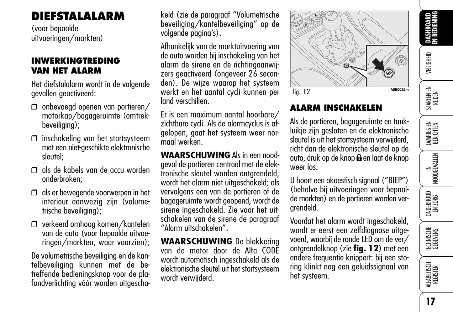 2005-2011 Alfa Romeo 159/159 Sportwagon Owner's Manual | Dutch