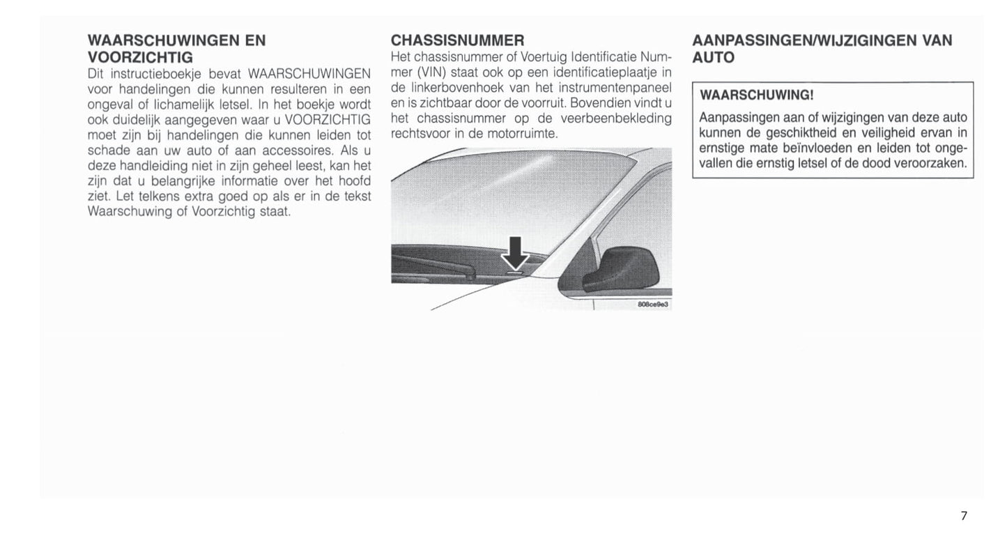 2001-2007 Chrysler Voyager Manuel du propriétaire | Néerlandais