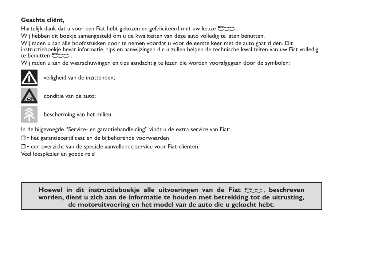 2012-2013 Fiat 500 Owner's Manual | Dutch