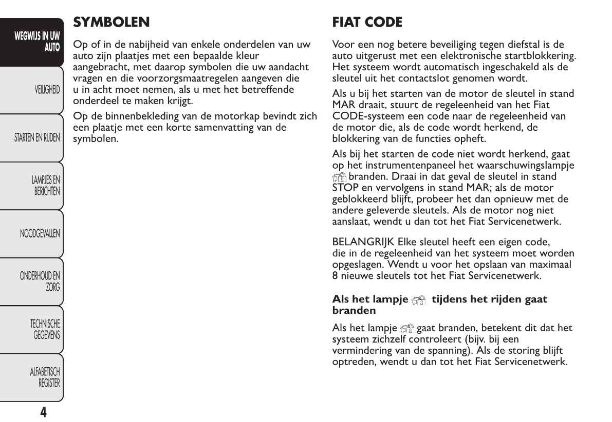 2012-2013 Fiat 500 Owner's Manual | Dutch