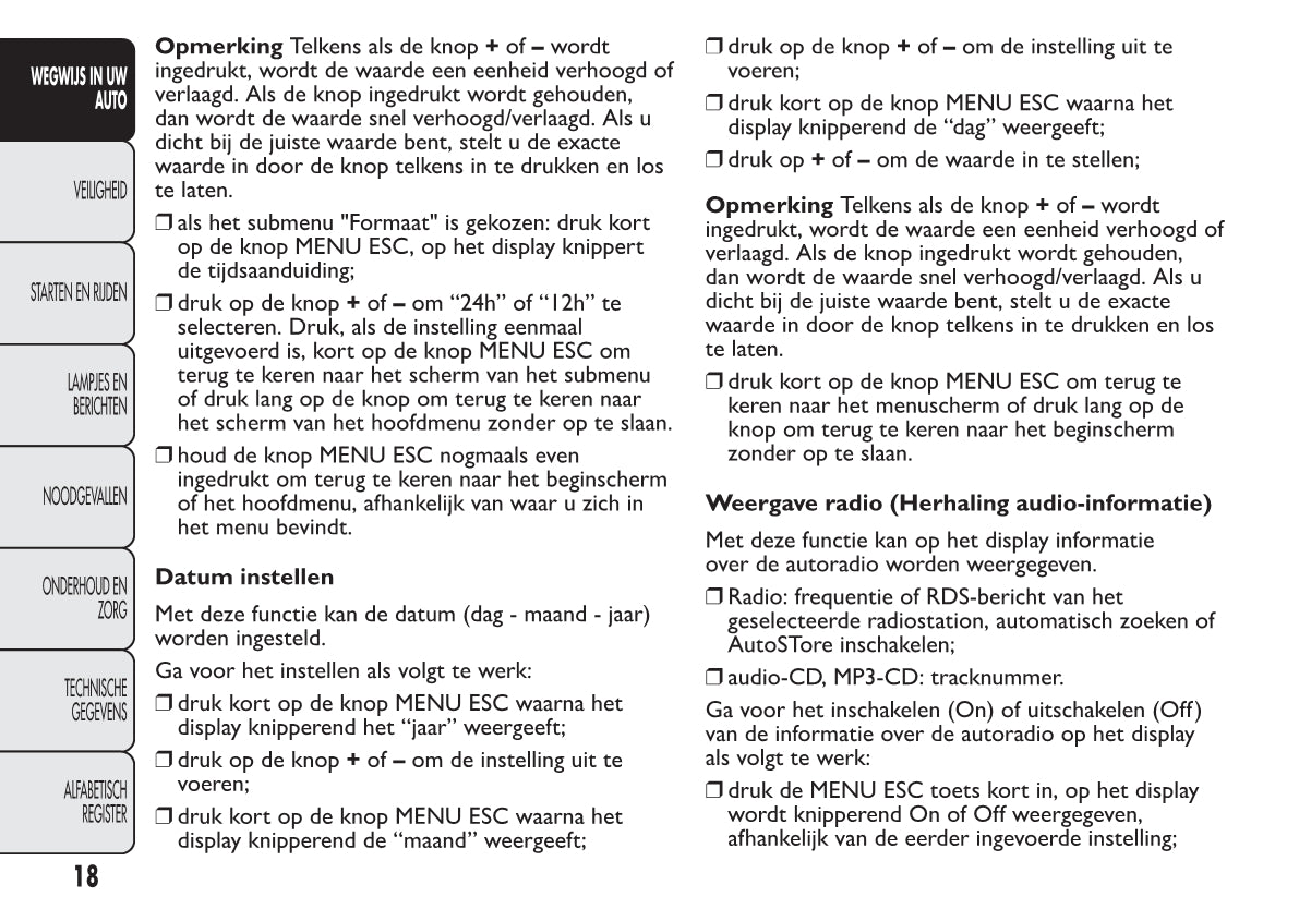 2012-2013 Fiat 500 Owner's Manual | Dutch