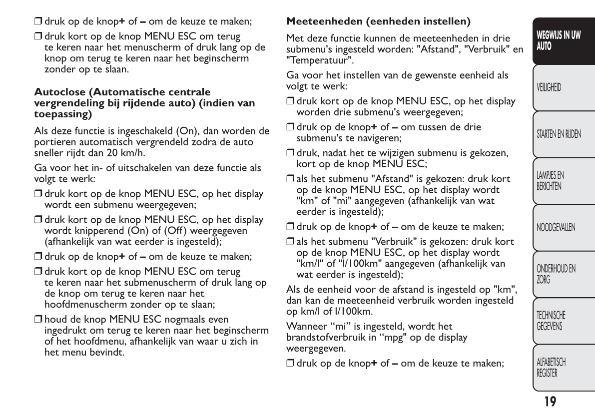 2012-2013 Fiat 500 Owner's Manual | Dutch