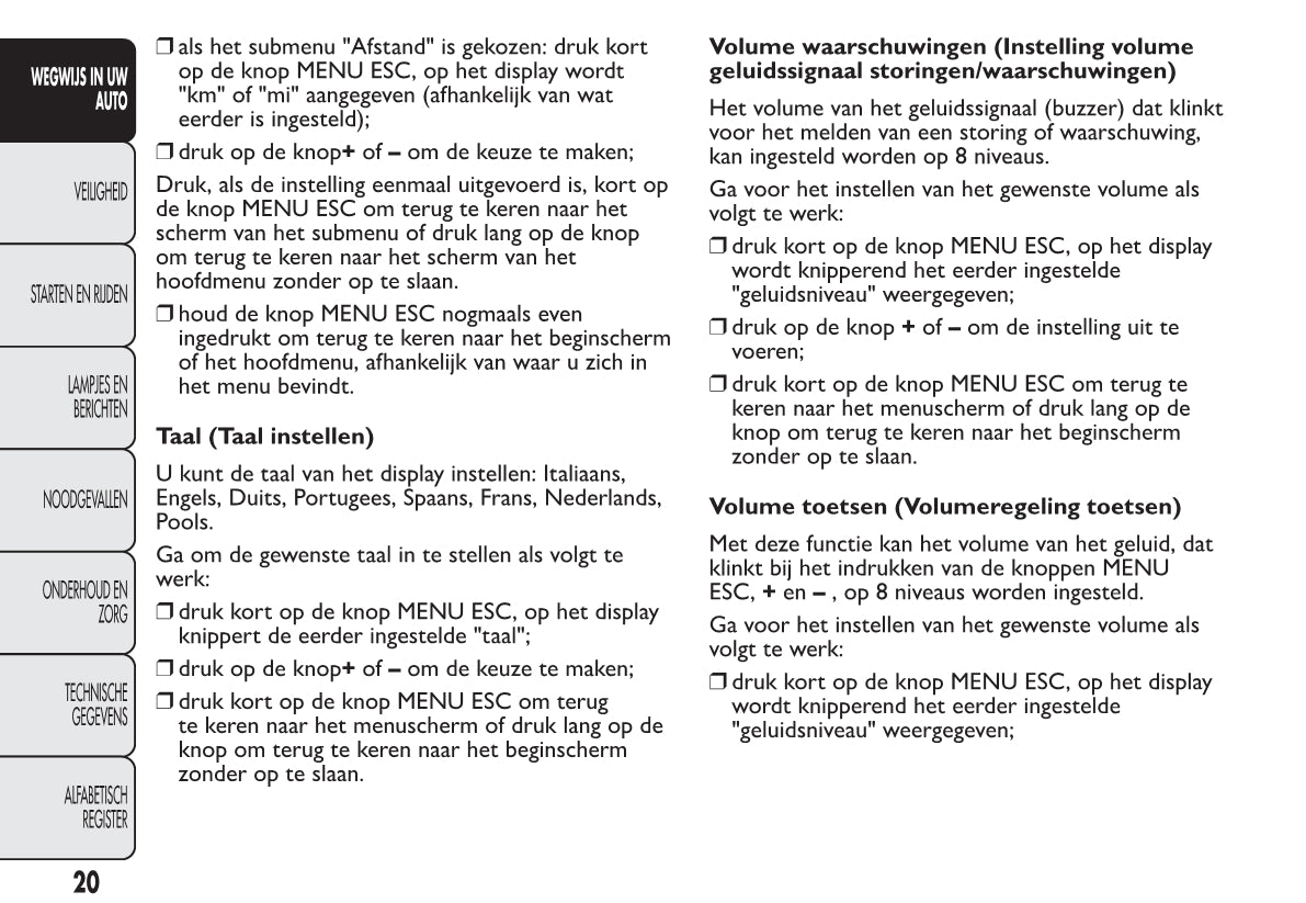 2012-2013 Fiat 500 Owner's Manual | Dutch