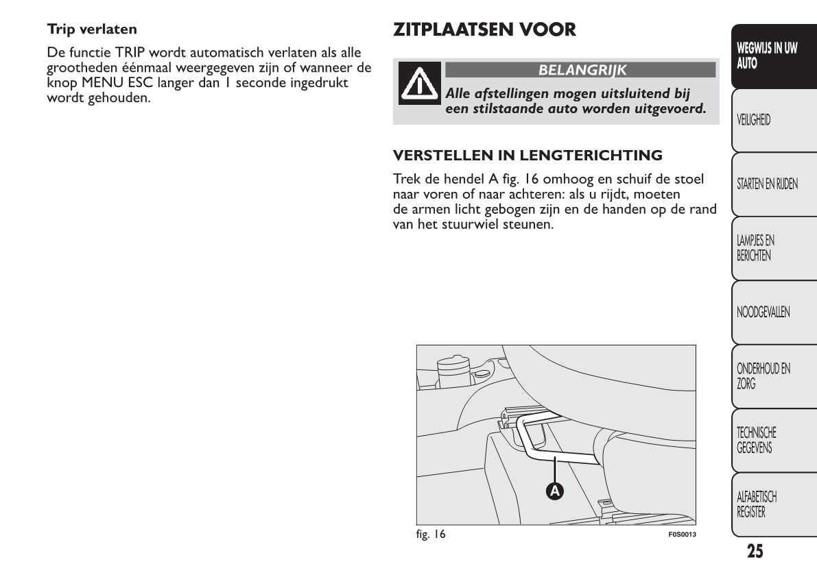 2012-2013 Fiat 500 Owner's Manual | Dutch