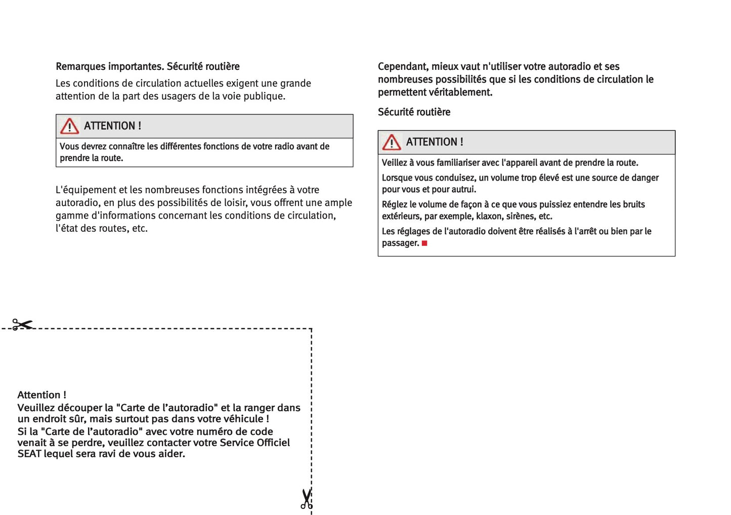 Seat Radio Lena Guide d'instructions