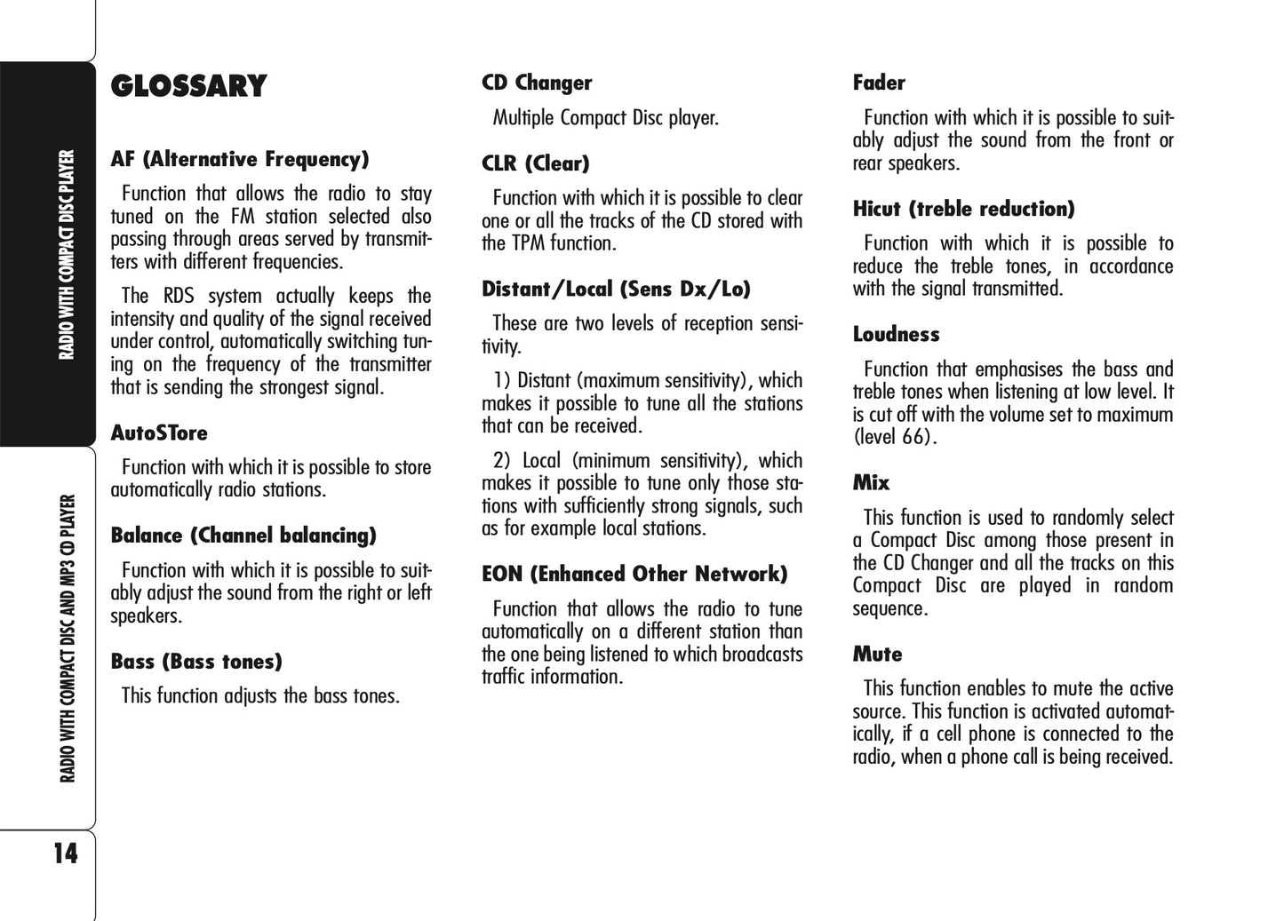 Alfa Romeo Brera Sound System Owner's Manual 2006 - 2011