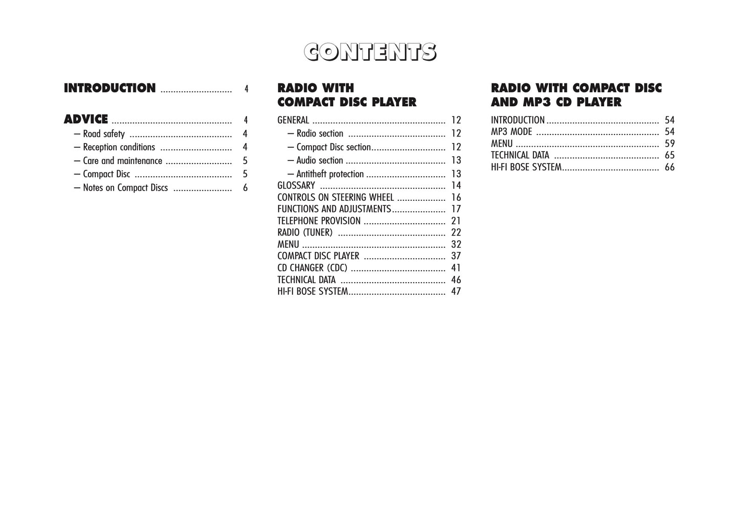 Alfa Romeo Brera Sound System Owner's Manual 2006 - 2011