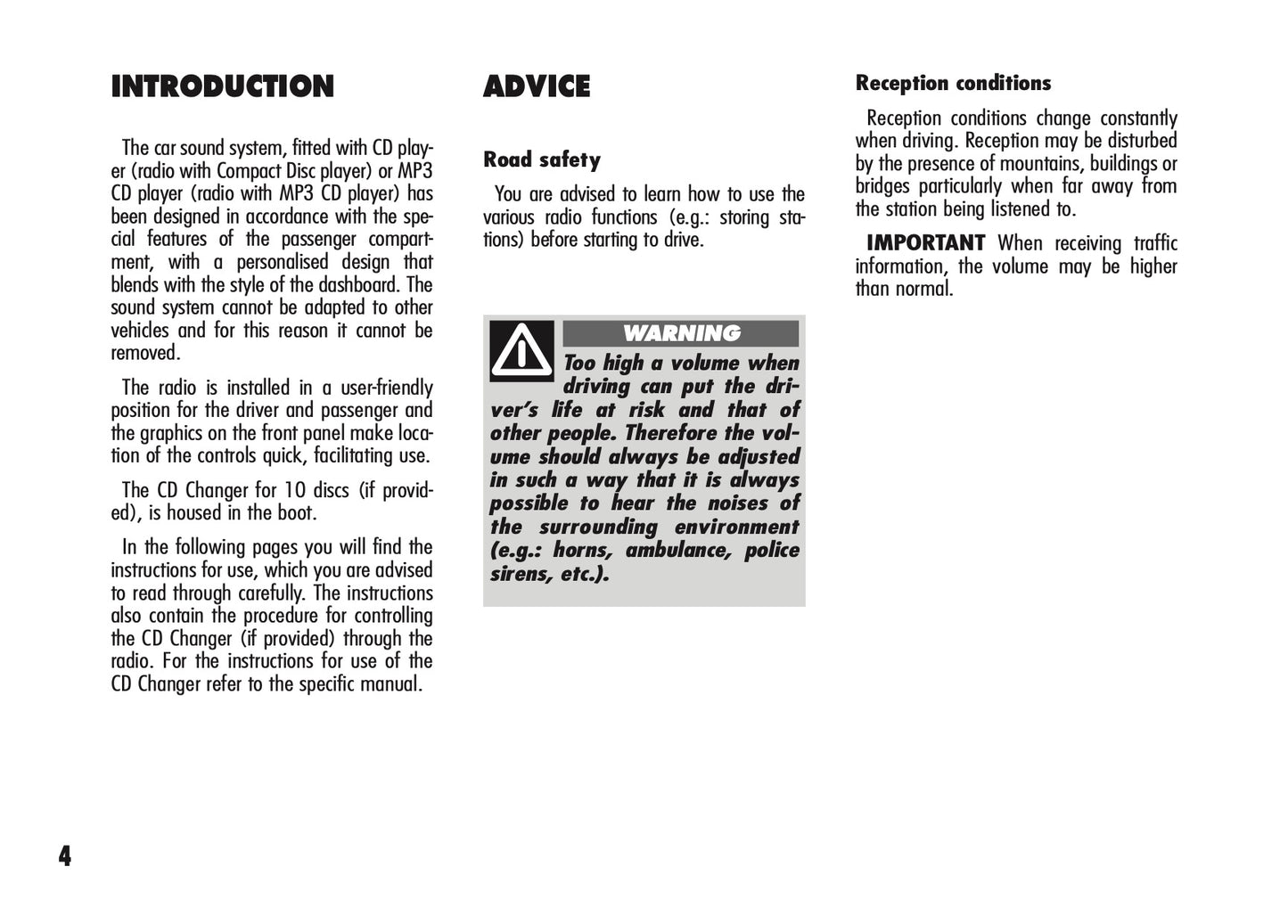 Alfa Romeo Brera Sound System Owner's Manual 2006 - 2011