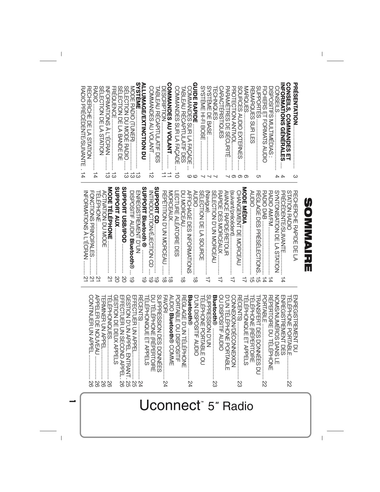 Alfa Romeo Giulietta Uconnect 5.0 Radio Guide d'utilisation 2014 - 2016