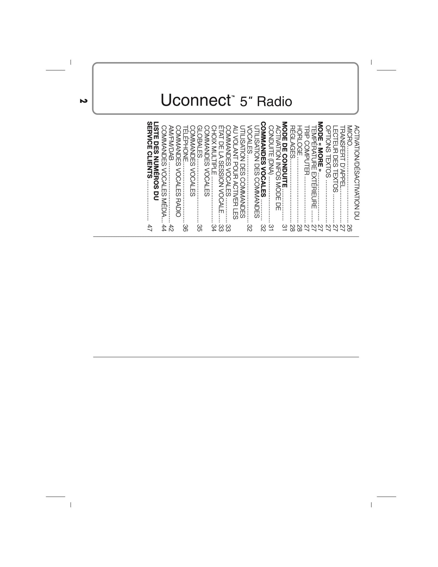 Alfa Romeo Giulietta Uconnect 5.0 Radio Guide d'utilisation 2014 - 2016