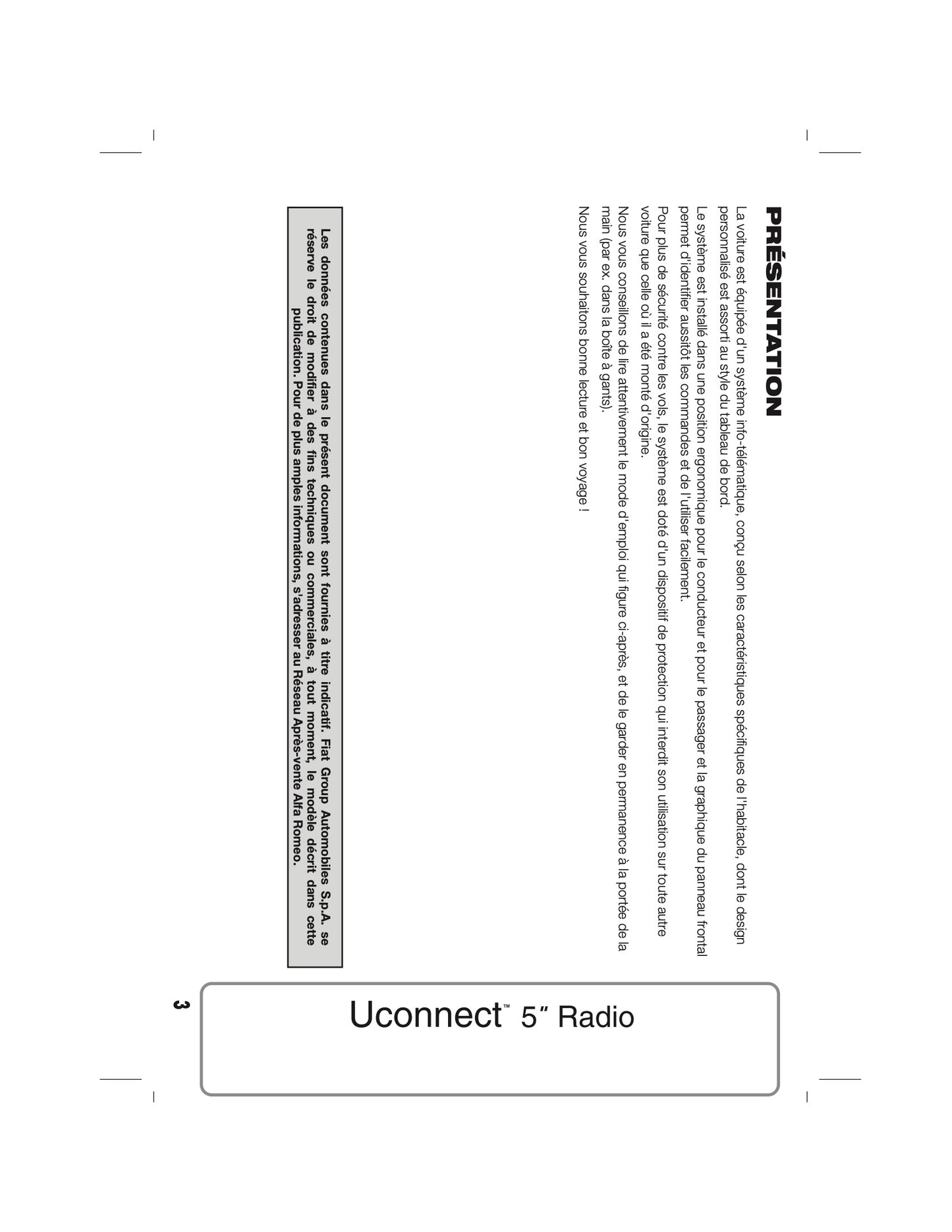 Alfa Romeo Giulietta Uconnect 5.0 Radio Guide d'utilisation 2014 - 2016