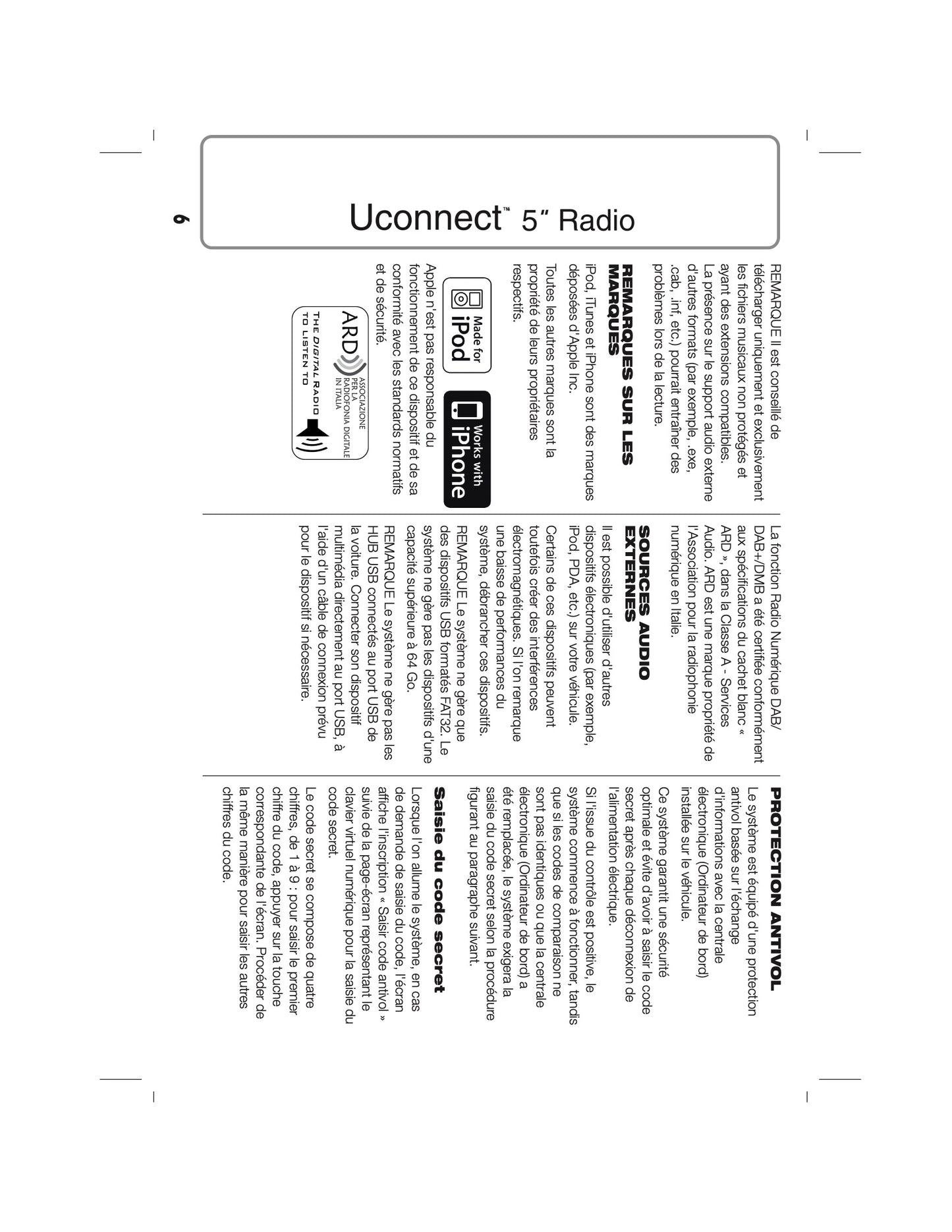Alfa Romeo Giulietta Uconnect 5.0 Radio Guide d'utilisation 2014 - 2016