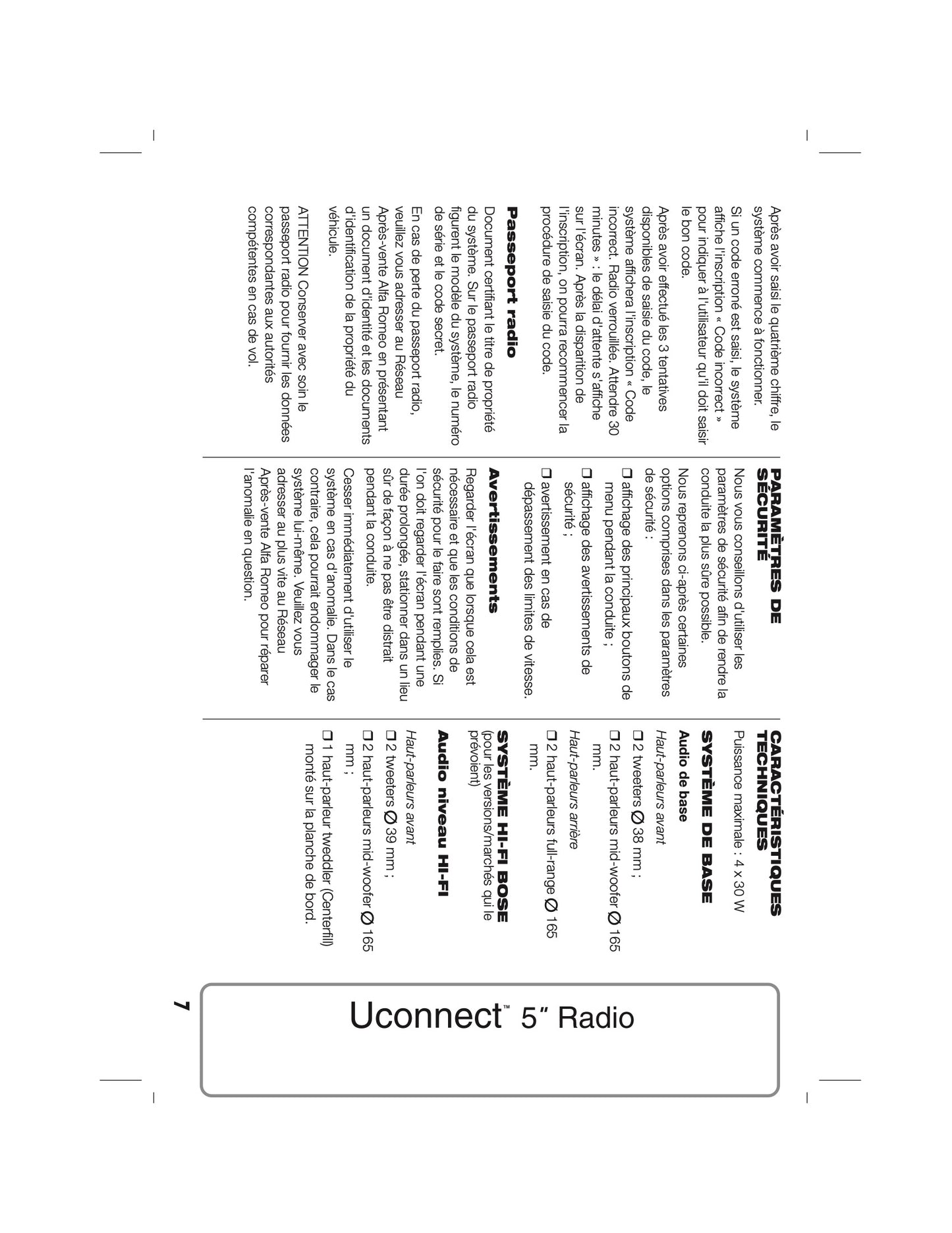 Alfa Romeo Giulietta Uconnect 5.0 Radio Guide d'utilisation 2014 - 2016