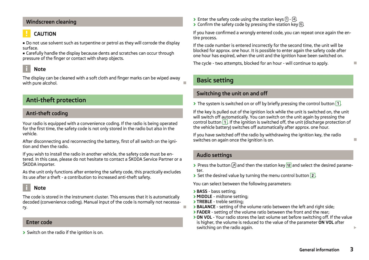 Skoda Radio Swing Manuel du propriétaire 2012