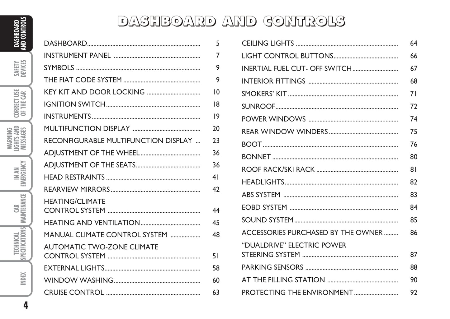 2008-2009 Fiat Idea Owner's Manual | English