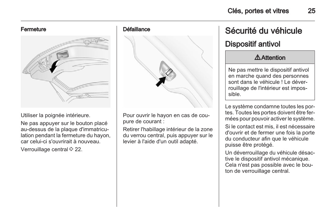 2010-2015 Opel Antara Manuel du propriétaire | Français