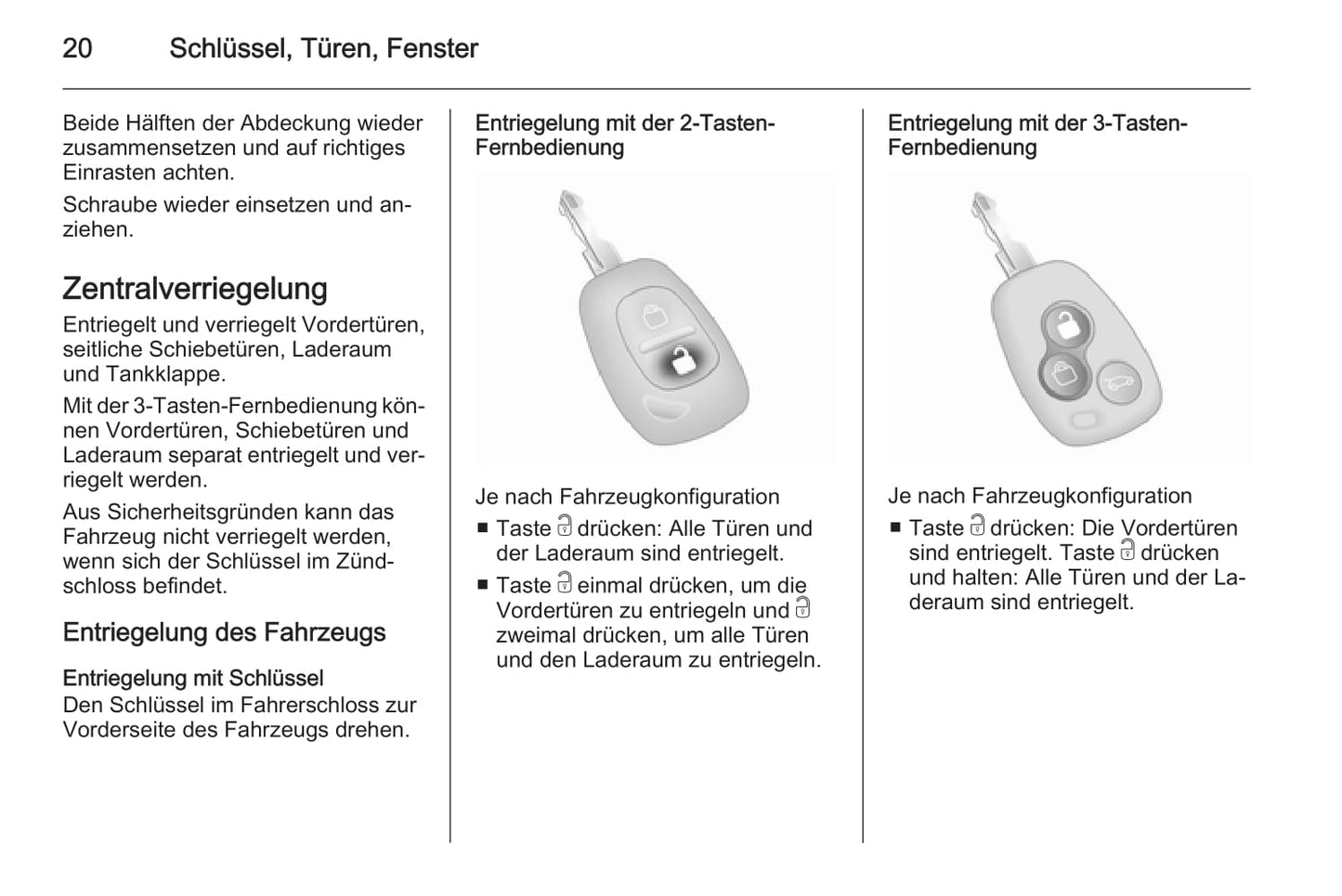 2012-2014 Opel Vivaro Owner's Manual | German