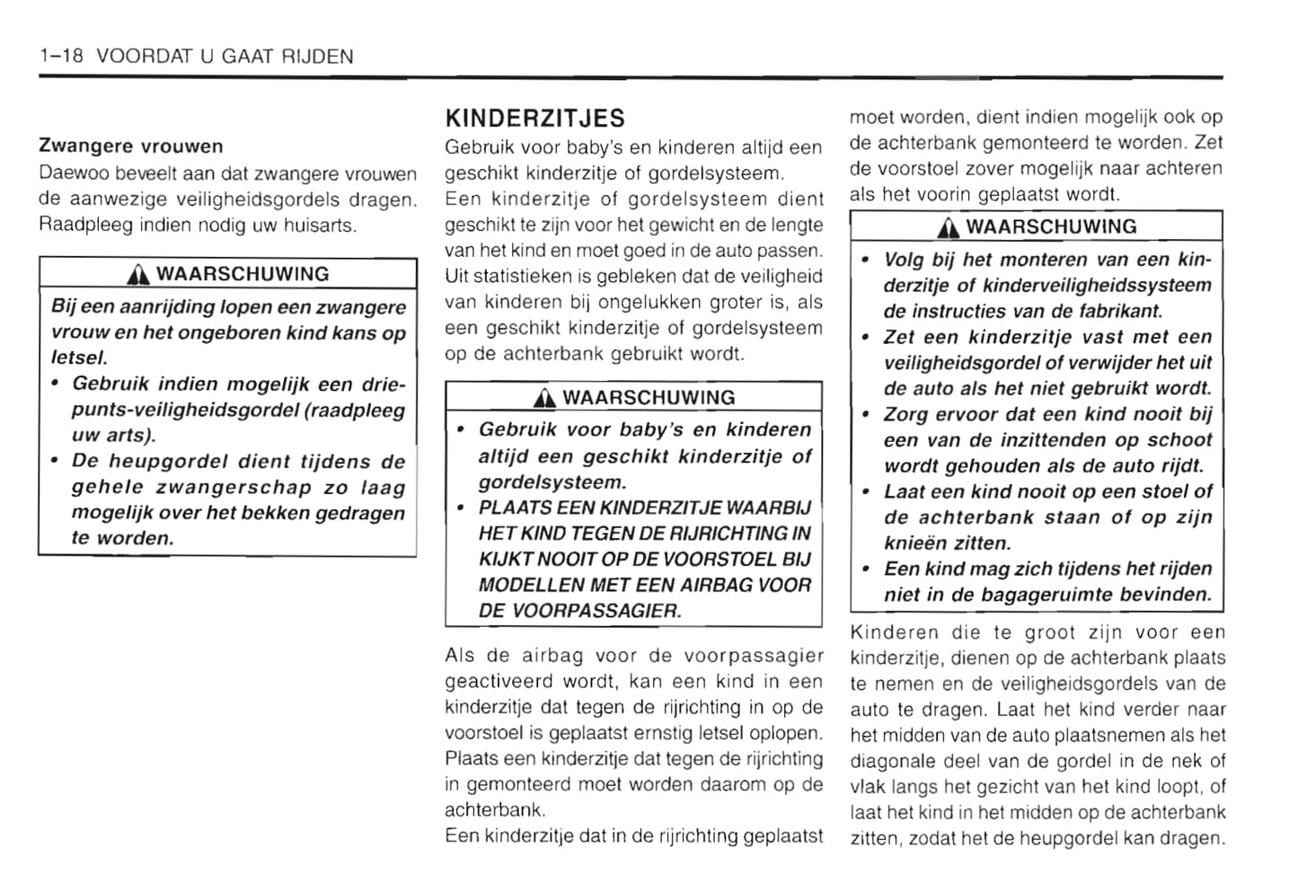 2001-2005 Daewoo Matiz Manuel du propriétaire | Néerlandais