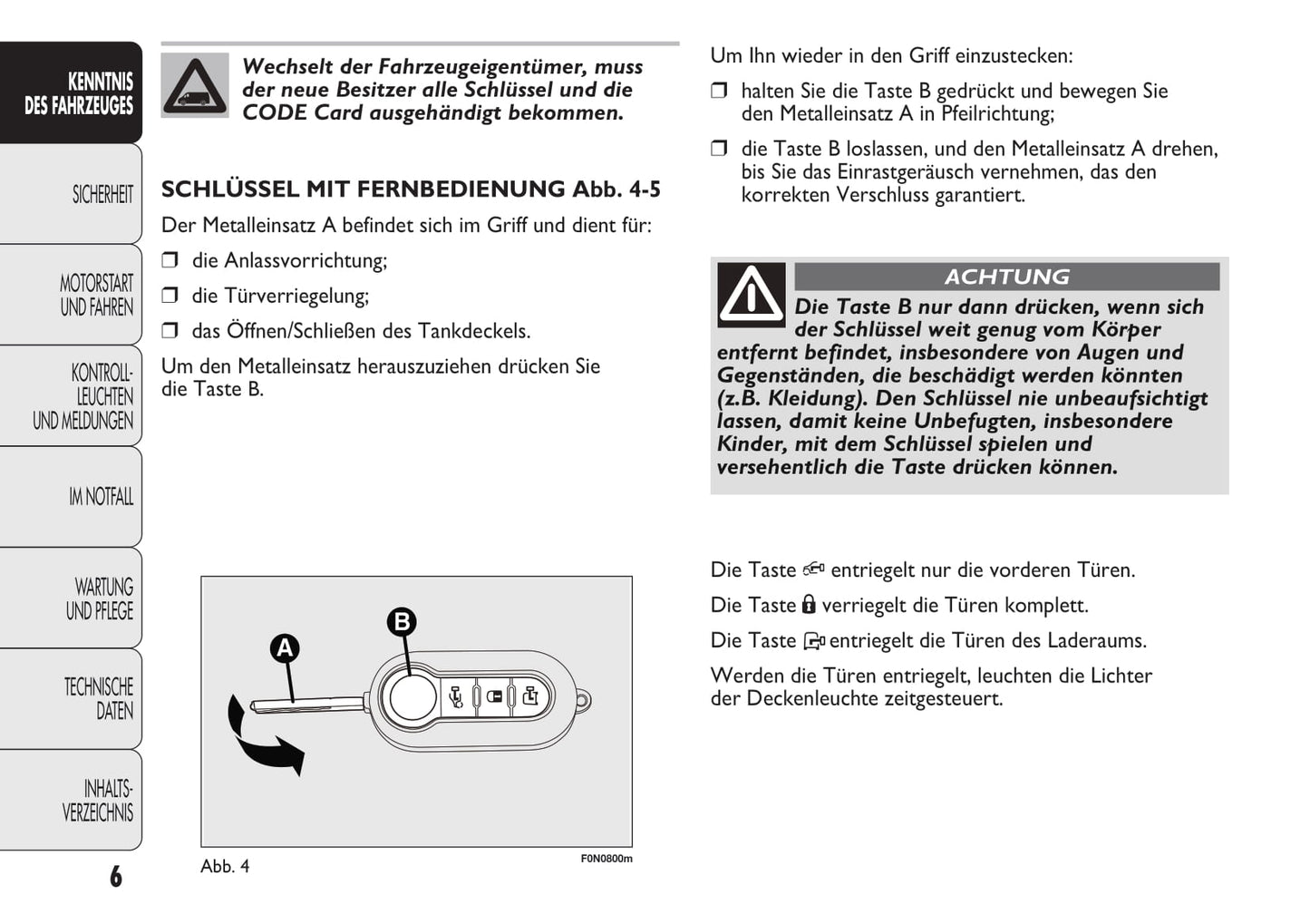 2013-2014 Fiat Nuovo Ducato Euro 4 Manuel du propriétaire | Allemand