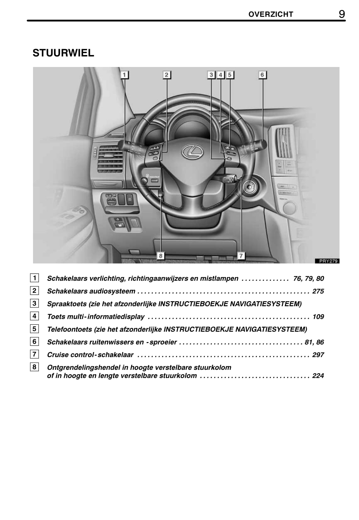 2008-2009 Lexus RX 400h Owner's Manual | Dutch