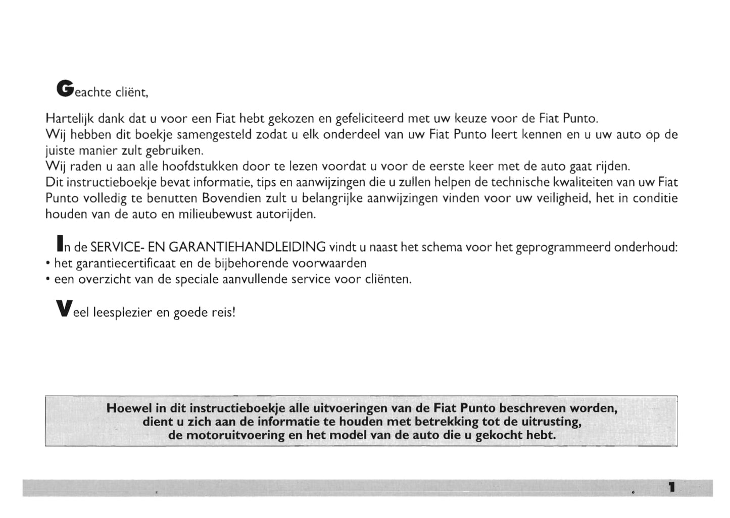 2000-2001 Fiat Punto Owner's Manual | Dutch