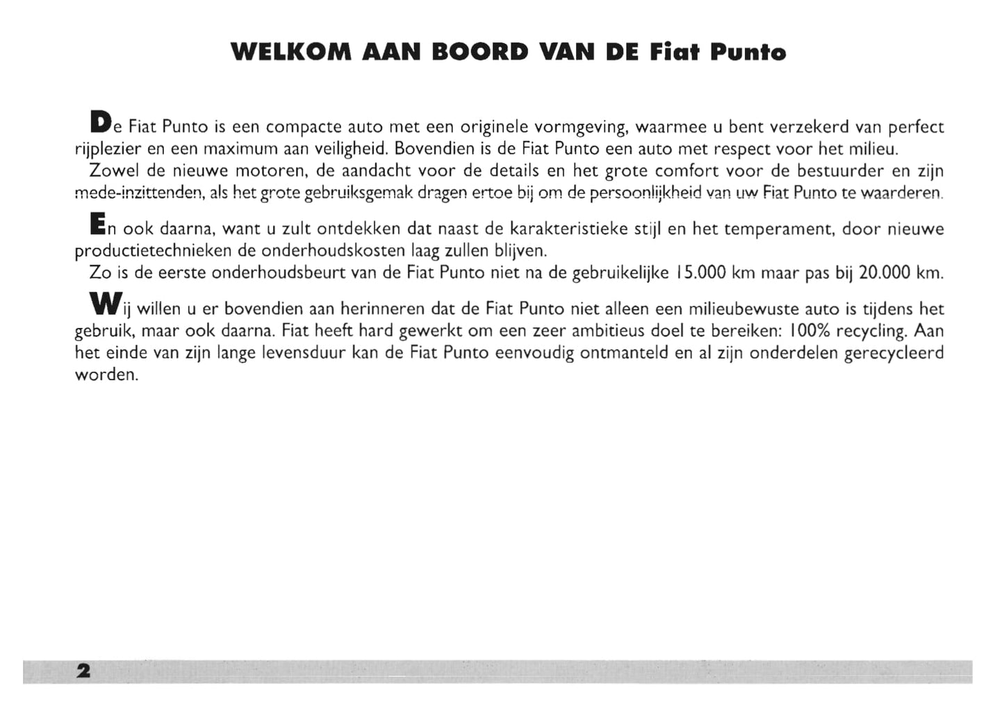 2000-2001 Fiat Punto Owner's Manual | Dutch