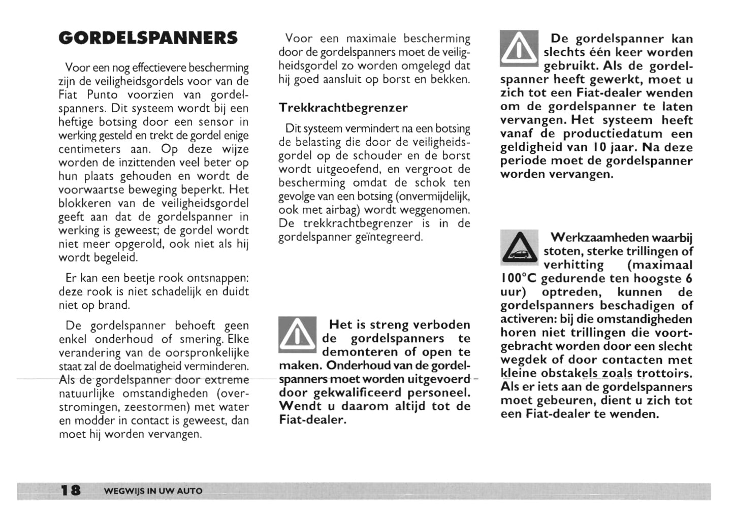 2000-2001 Fiat Punto Owner's Manual | Dutch