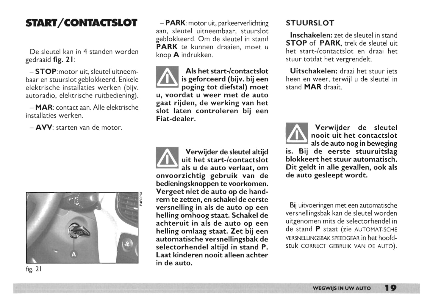 2000-2001 Fiat Punto Owner's Manual | Dutch