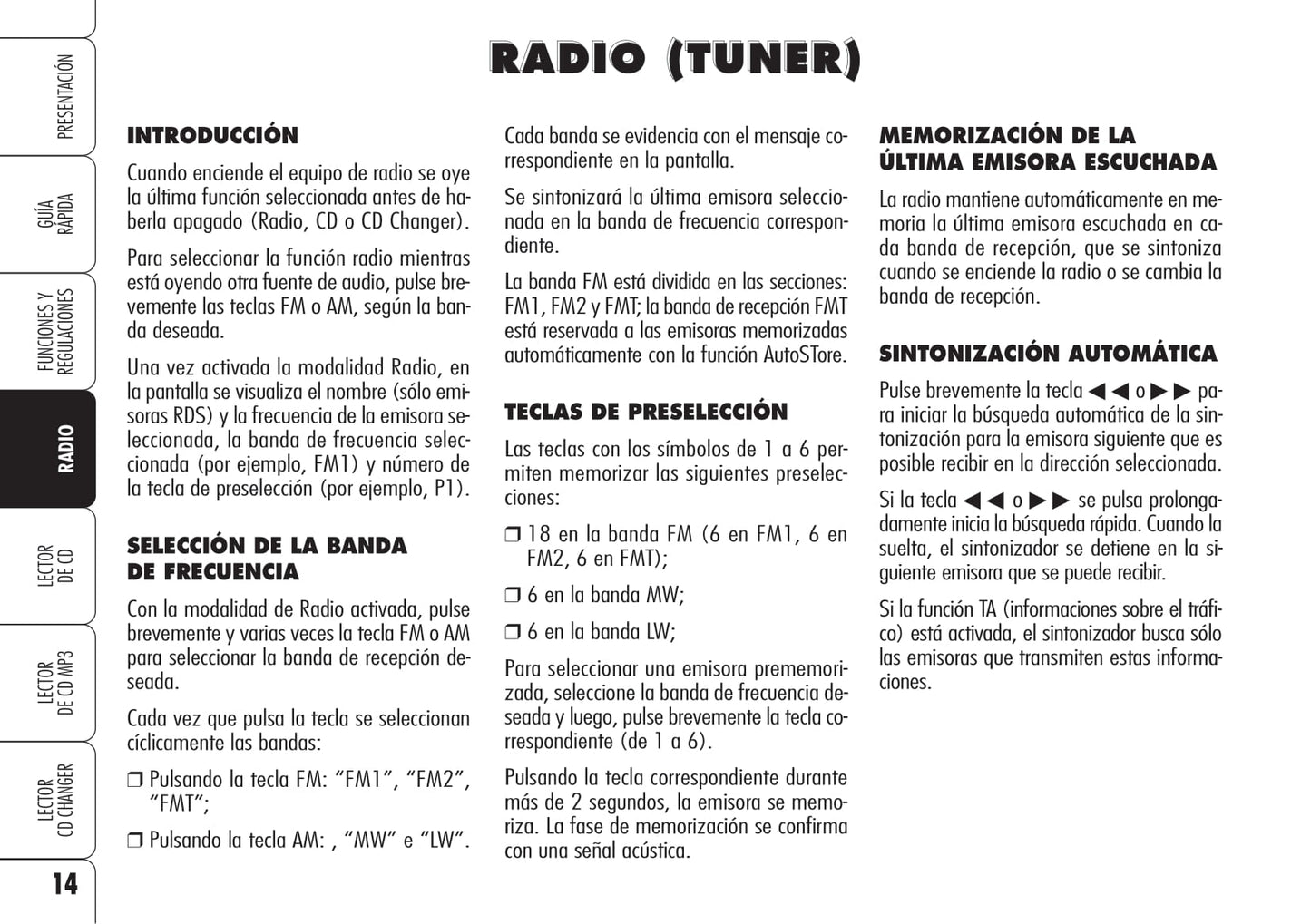 Alfa Romeo Autorradio Instrucciones 2007 - 2009