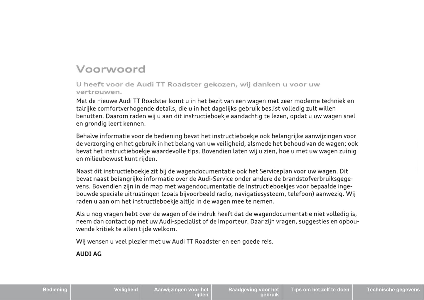 2008-2014 Audi TT Roadster/TTS Roadster/TT RS Roadster Owner's Manual | Dutch