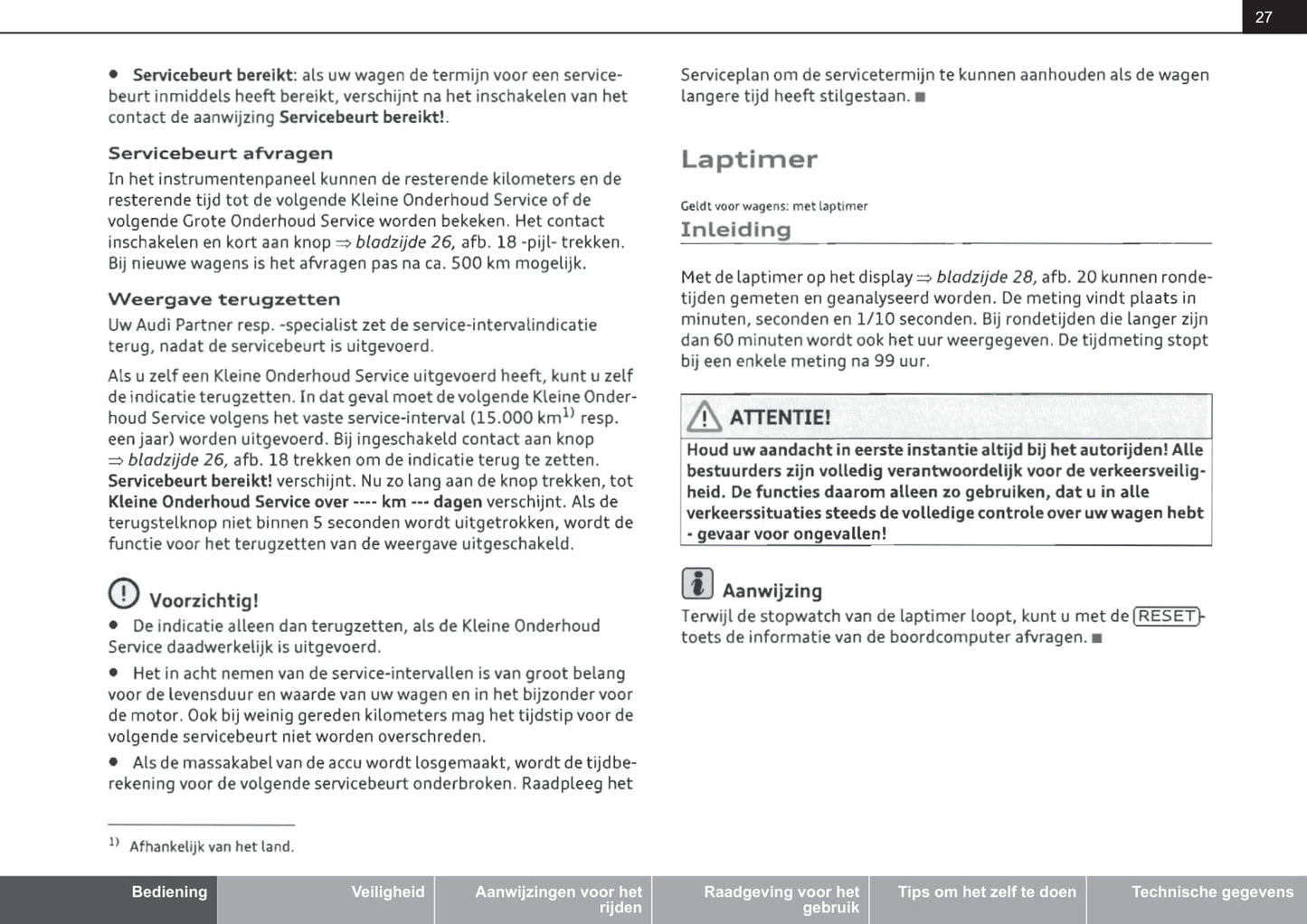 2008-2014 Audi TT Roadster/TTS Roadster/TT RS Roadster Owner's Manual | Dutch