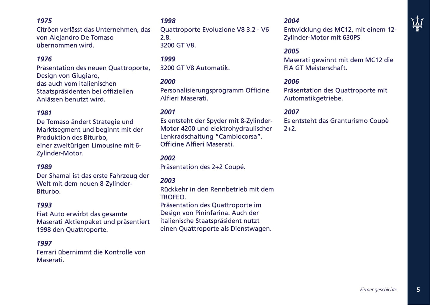2008-2013 Maserati Quattroporte Owner's Manual | German