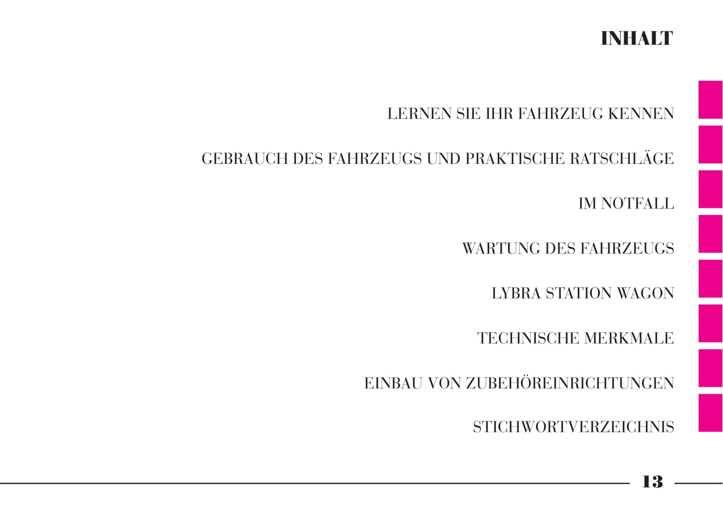2001-2005 Lancia Lybra Manuel du propriétaire | Allemand