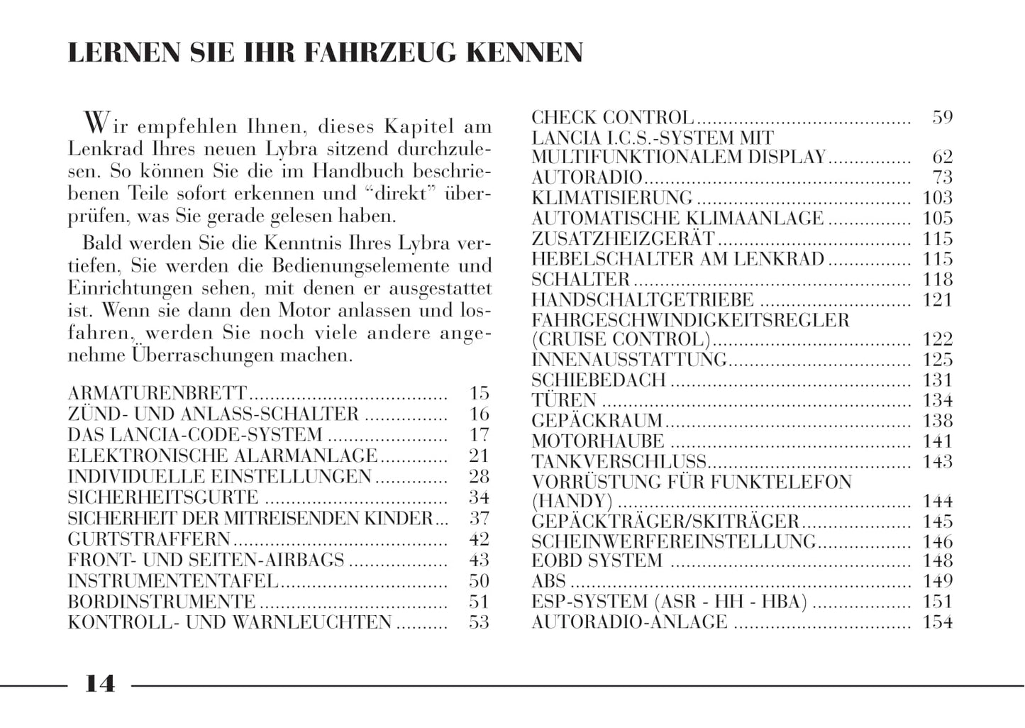 2001-2005 Lancia Lybra Manuel du propriétaire | Allemand