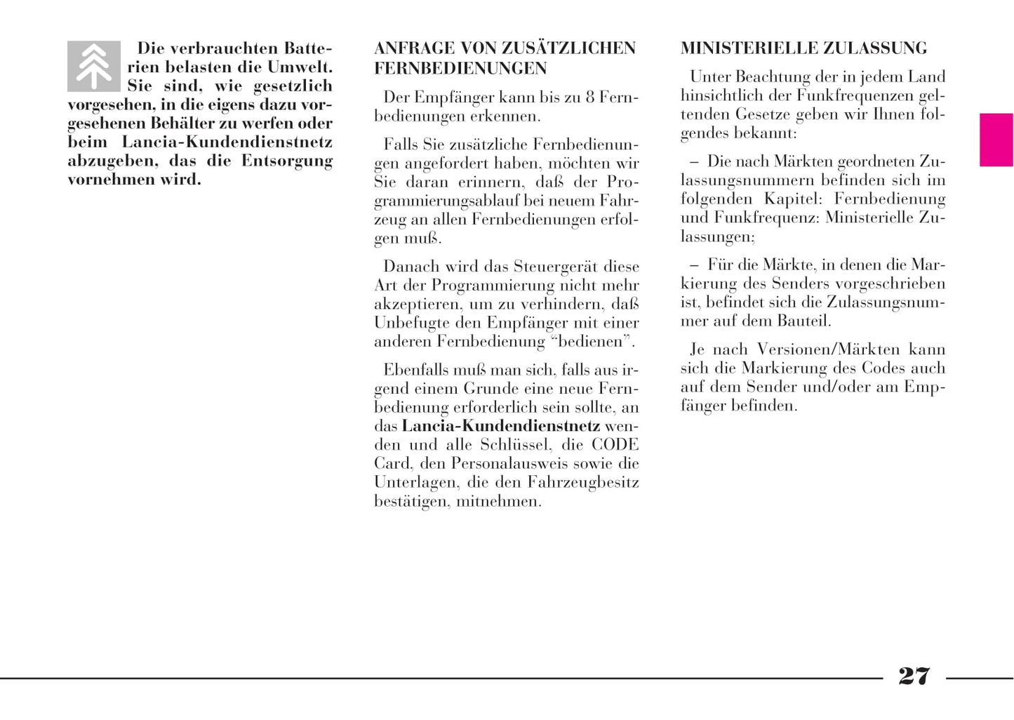 2001-2005 Lancia Lybra Manuel du propriétaire | Allemand