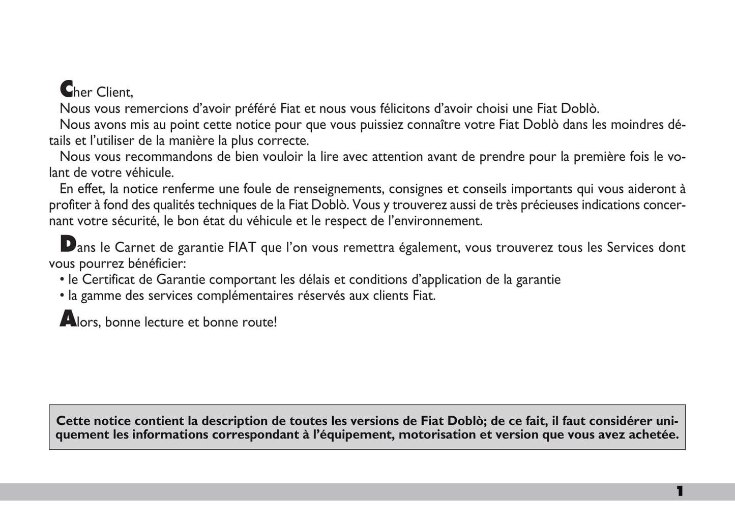 2009-2010 Fiat Doblò Owner's Manual | French