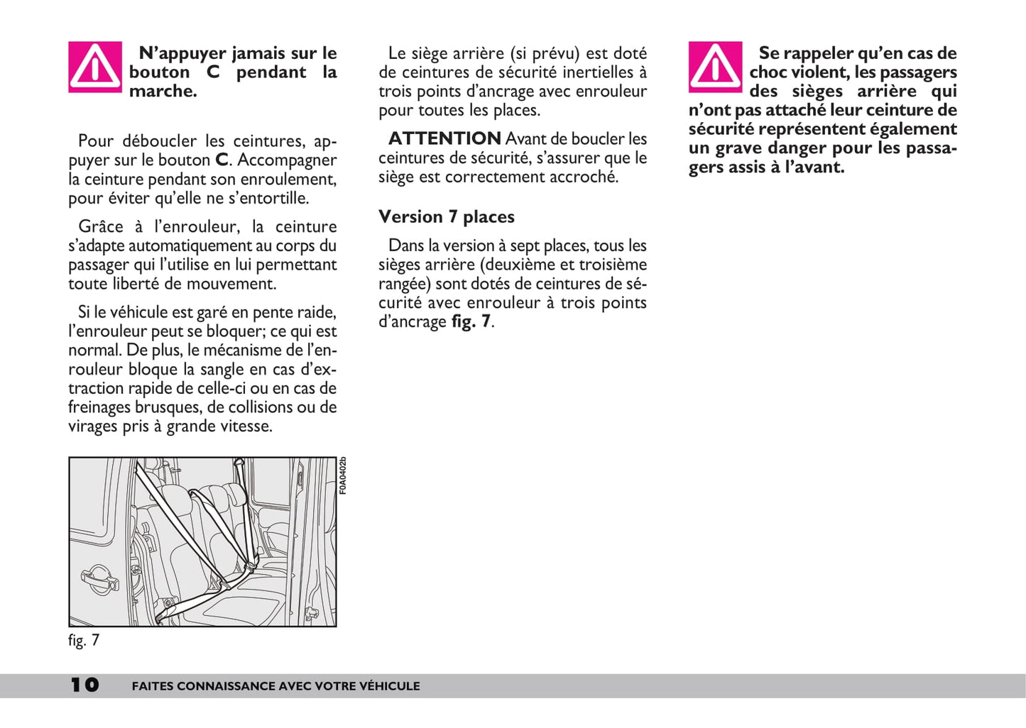 2009-2010 Fiat Doblò Owner's Manual | French