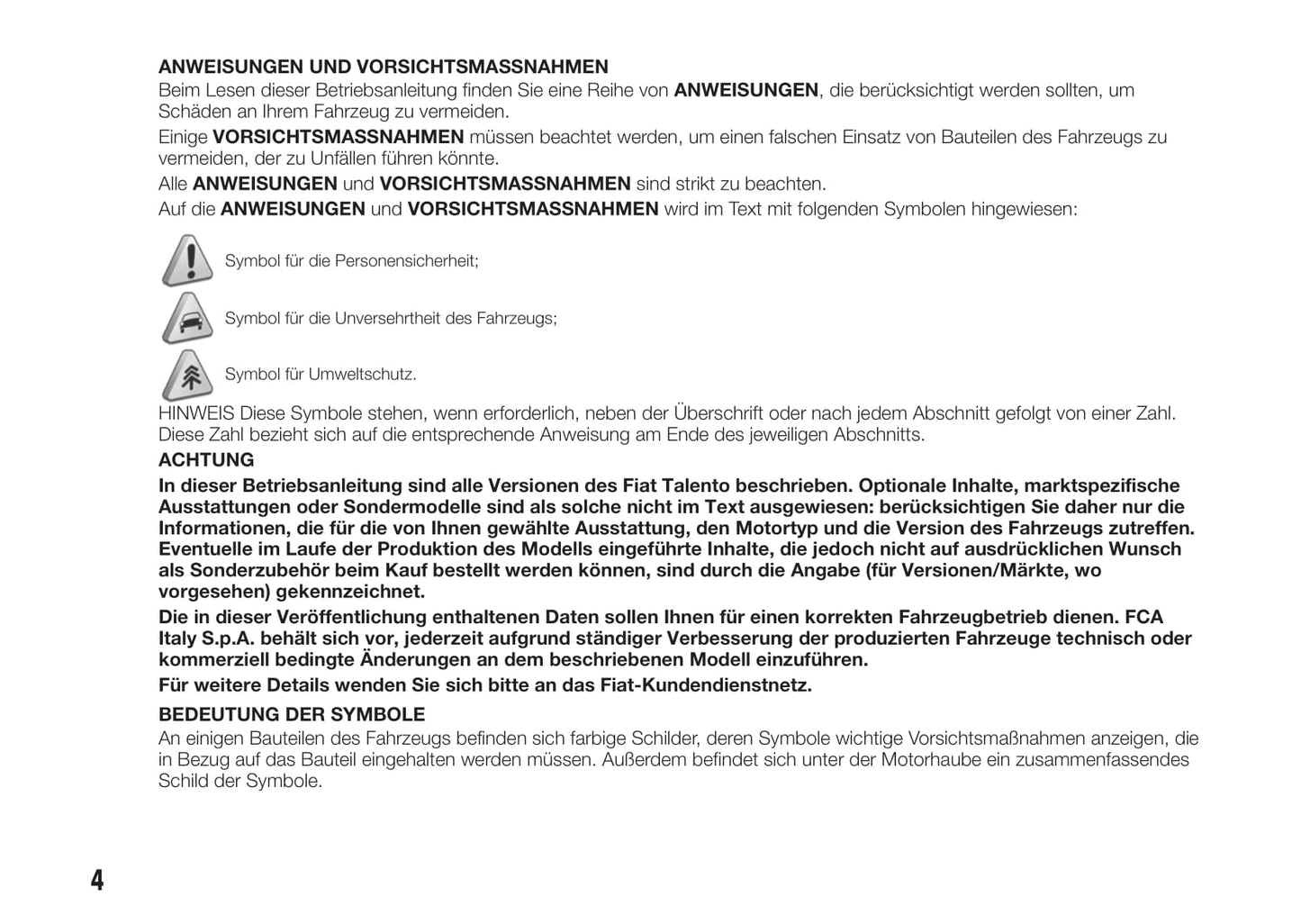 2016-2017 Fiat Talento Owner's Manual | German