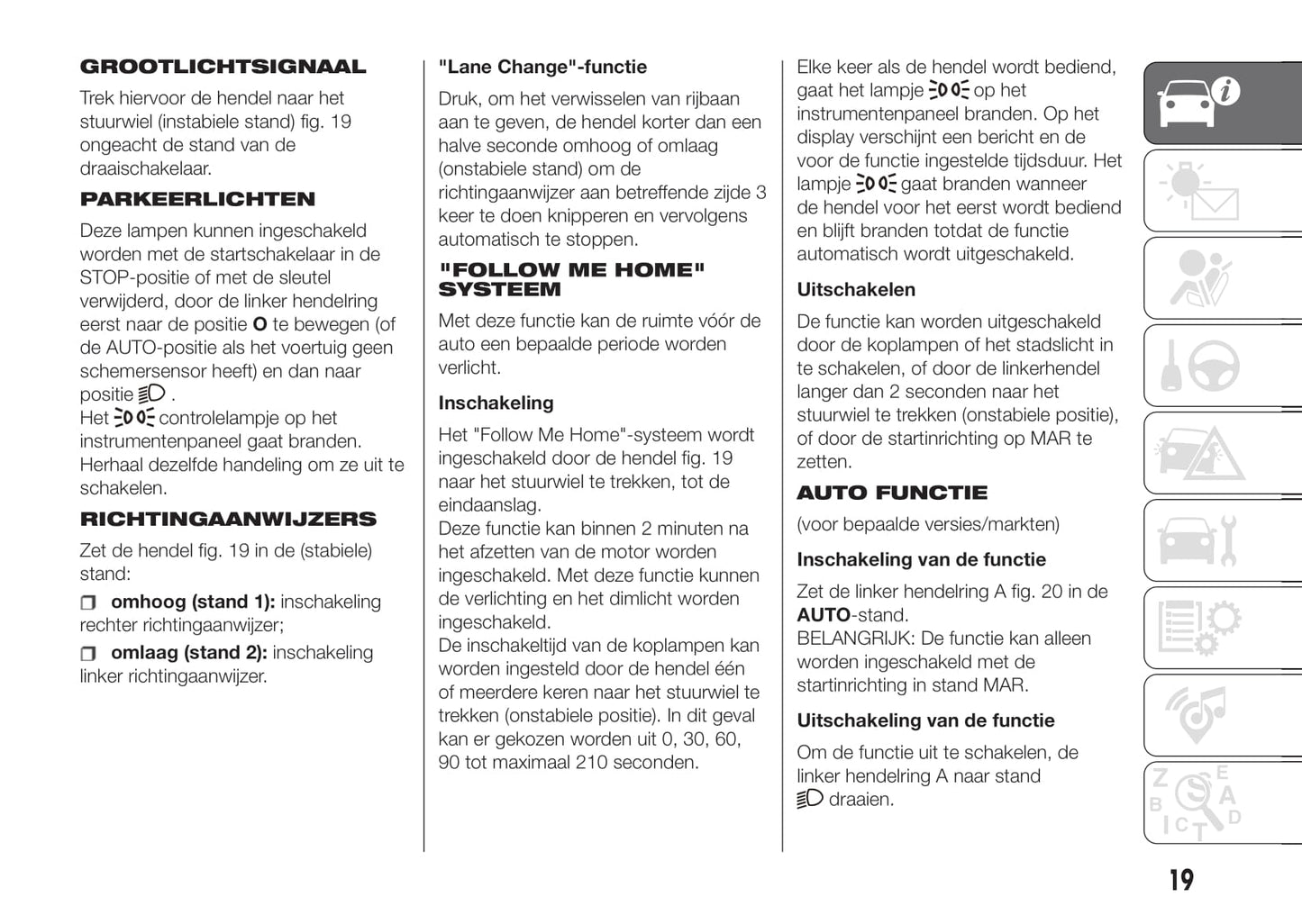 2020-2021 Fiat 500/500C Owner's Manual | Dutch