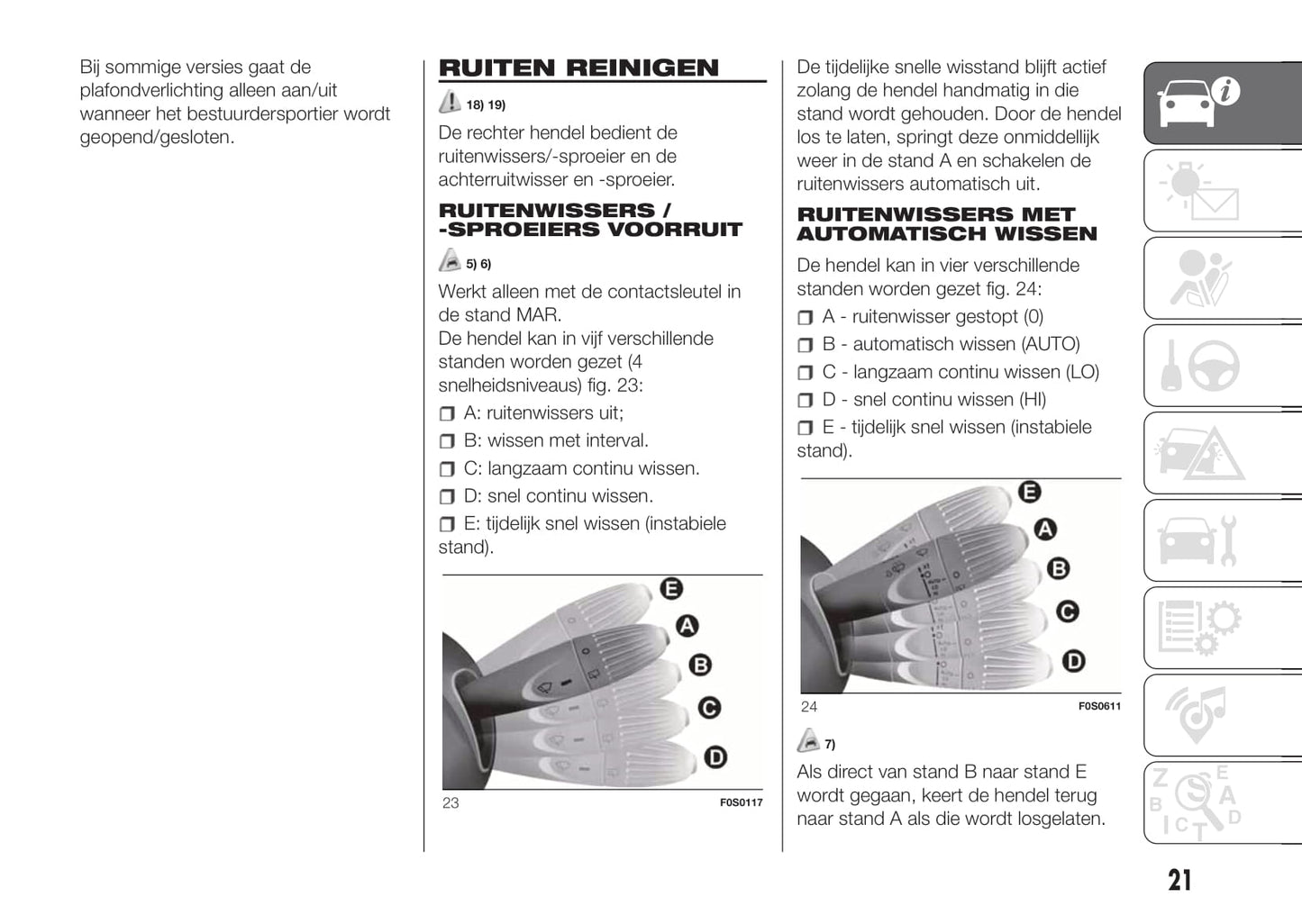 2020-2021 Fiat 500/500C Owner's Manual | Dutch