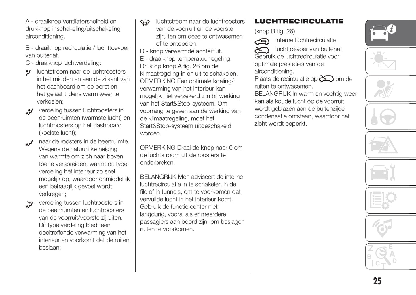 2020-2021 Fiat 500/500C Owner's Manual | Dutch