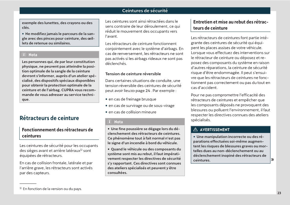 2018-2023 Cupra Ateca Manuel du propriétaire | Français