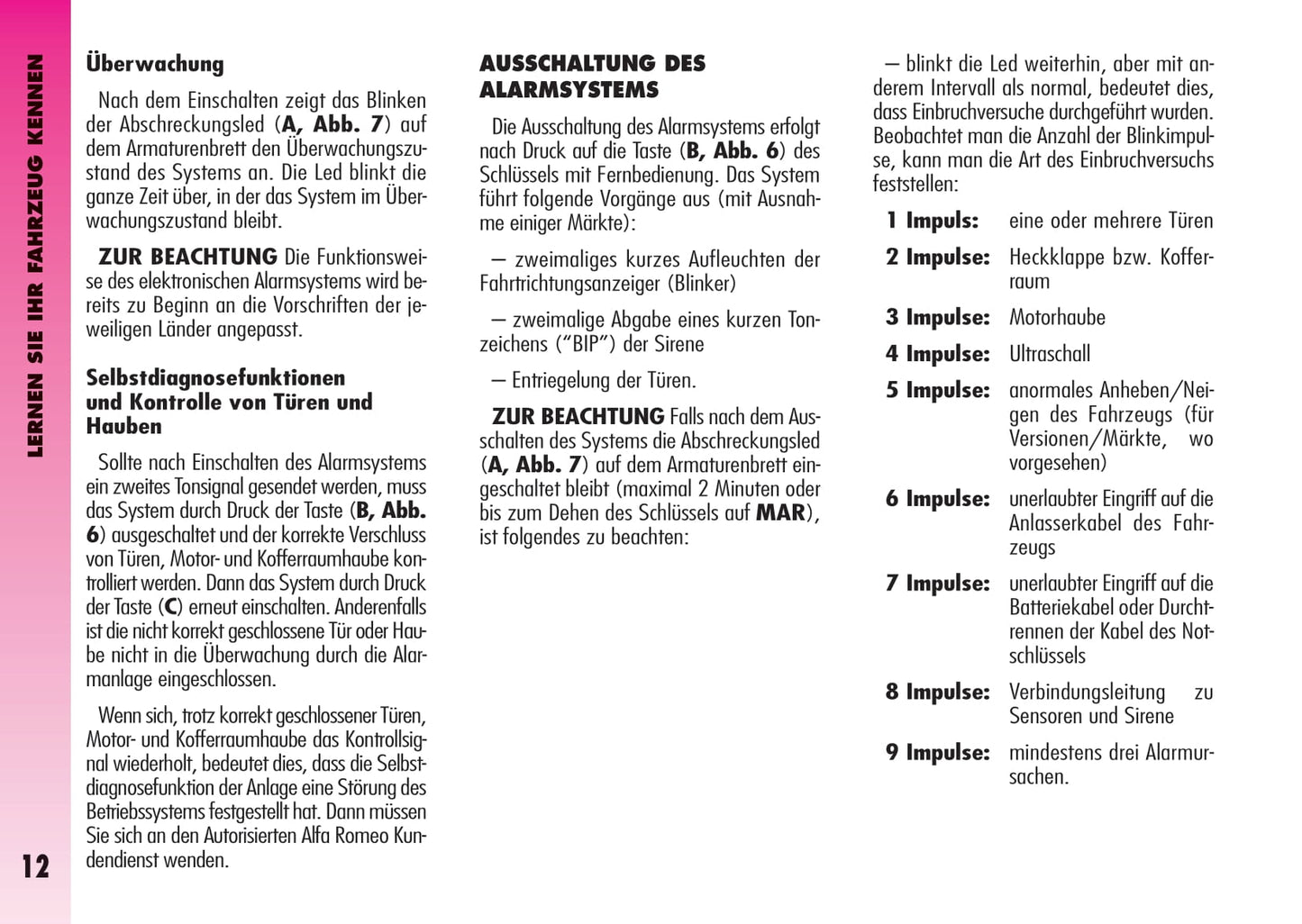 2007-2011 Alfa Romeo GT Owner's Manual | German