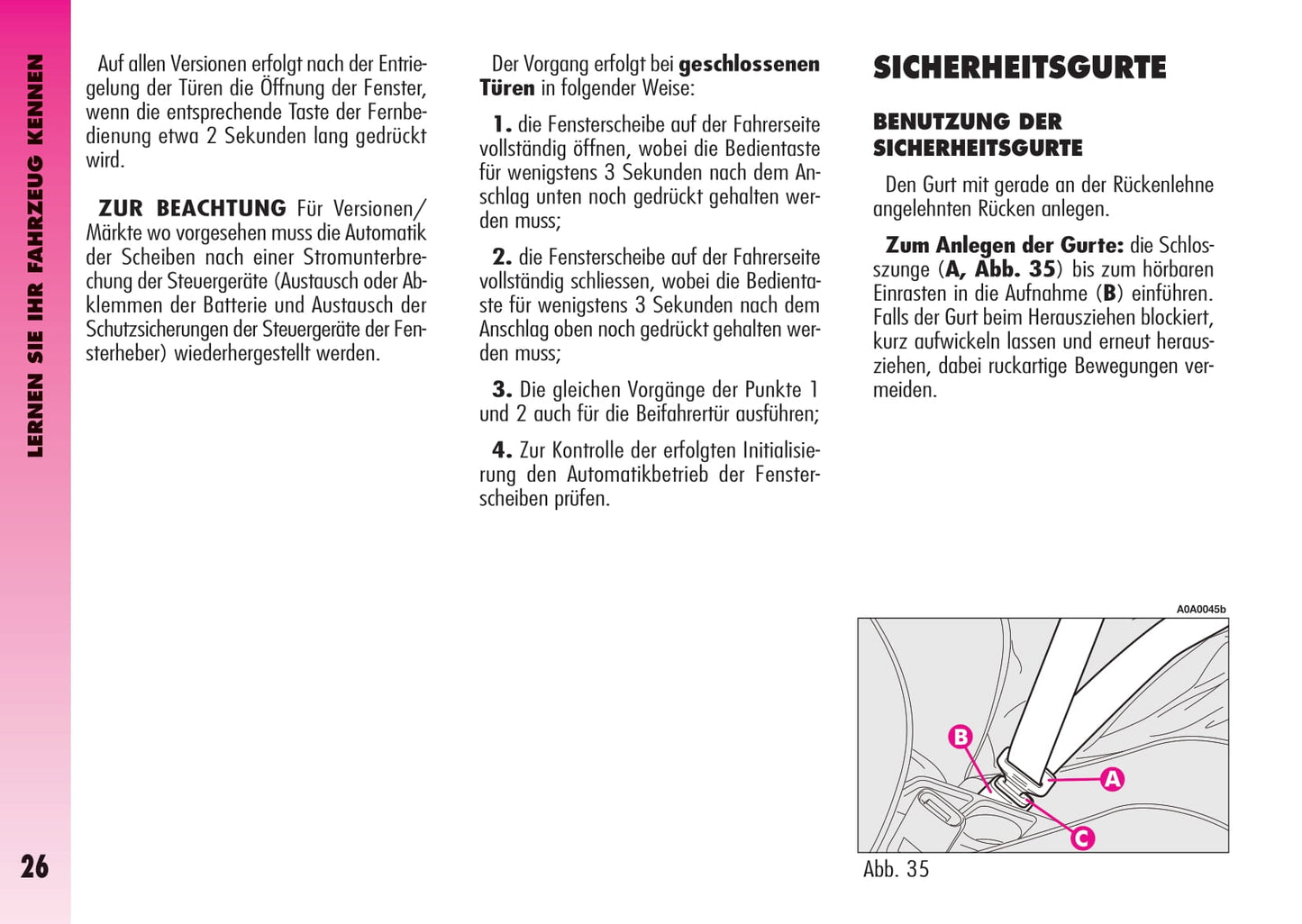 2007-2011 Alfa Romeo GT Owner's Manual | German
