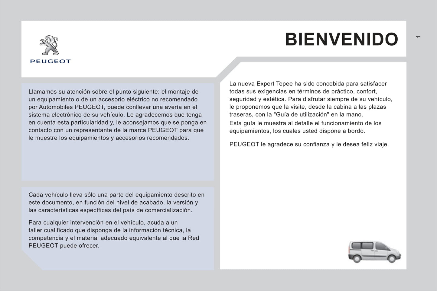 2011-2012 Peugeot Expert Tepee Manuel du propriétaire | Espagnol