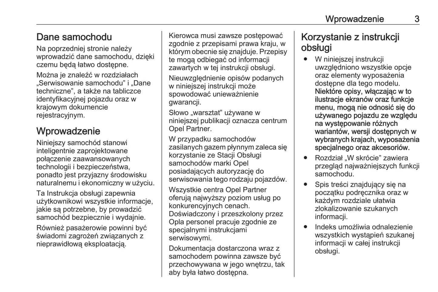 2018-2019 Opel Astra Owner's Manual | Polish