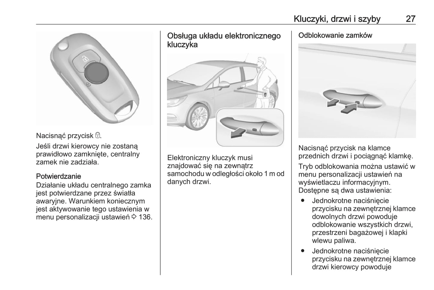 2018-2019 Opel Astra Owner's Manual | Polish